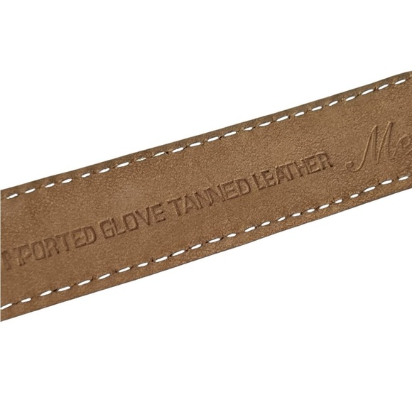 Vintage Medici Tan Woven Basketweave Pattern Unisex Leather Belt main image 7